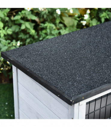 Rabbit Hutch and Run w/ Removable Tray Openable Top for Indoors & Outdoors Grey