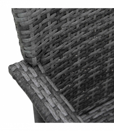 Rattan 3PCs Chair Table Bistro Set Patio Set w/ Steel Frame Grey