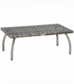 Rattan Coffee Table, Patio Wicker Table with All-Weather Grey