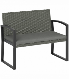 Rattan Garden Bench with Cushioned Comfort for Relaxation & Style