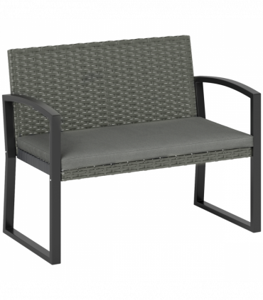 Rattan Garden Bench with Cushioned Comfort for Relaxation & Style