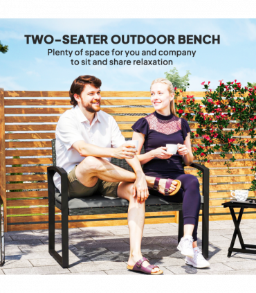 Rattan Garden Bench with Cushioned Comfort for Relaxation & Style