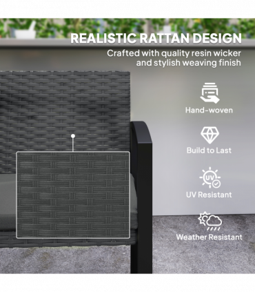 Rattan Garden Bench with Cushioned Comfort for Relaxation & Style
