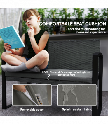 Rattan Garden Bench with Cushioned Comfort for Relaxation & Style