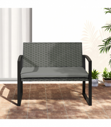 Rattan Garden Bench with Cushioned Comfort for Relaxation & Style