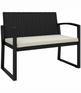 Rattan Garden Bench with Cushioned Comfort for Relaxation & Style