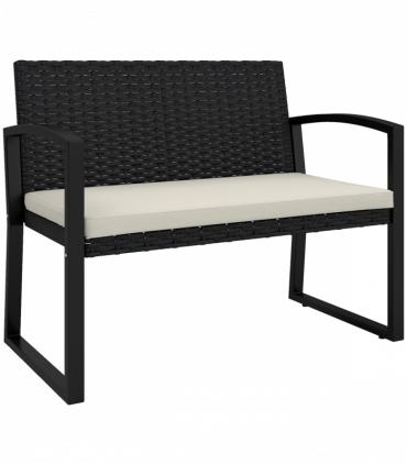 Rattan Garden Bench with Cushioned Comfort for Relaxation & Style