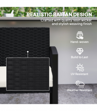 Rattan Garden Bench with Cushioned Comfort for Relaxation & Style