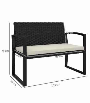 Rattan Garden Bench with Cushioned Comfort for Relaxation & Style