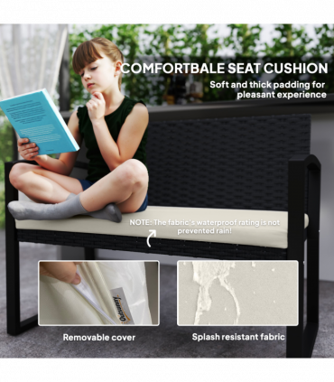 Rattan Garden Bench with Cushioned Comfort for Relaxation & Style