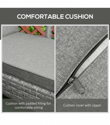 Rattan Single Sun Lounger Reclining Chair 4 Adjustable Backrest & Cushion Grey