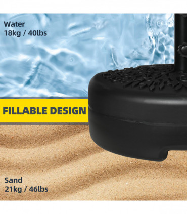 Robust Umbrella Base - Water-Filled Stability for 3.8-4.8cm Poles