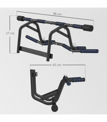 SPORTNOW Multi-Grip Pull Up Bar, Chin Up Bar Doorway with Non-Slip Grips