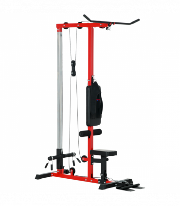 SPORTNOW Pull Up Station Power Cage with Adjustable Seat, Home Gym - Red