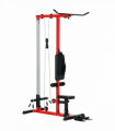 SPORTNOW Pull Up Station Power Cage with Adjustable Seat, Home Gym - Red