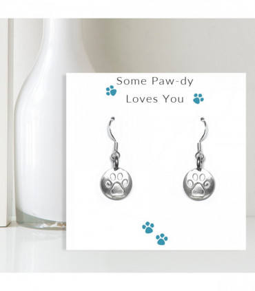 Some Paw-dy Loves You - Earrings on Message Card