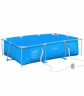 Steel Frame Pool & Filter Pump & Cartridge Rust Resistant 315 x 225 x 75cm Blue