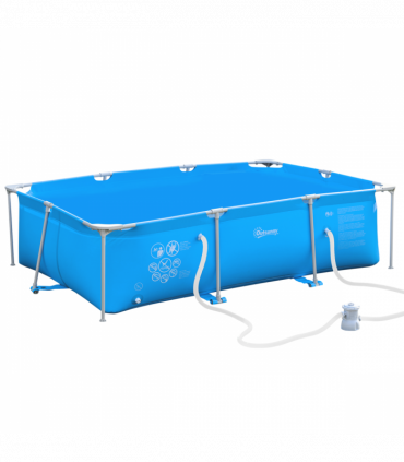 Steel Frame Pool & Filter Pump & Cartridge Rust Resistant 315 x 225 x 75cm Blue