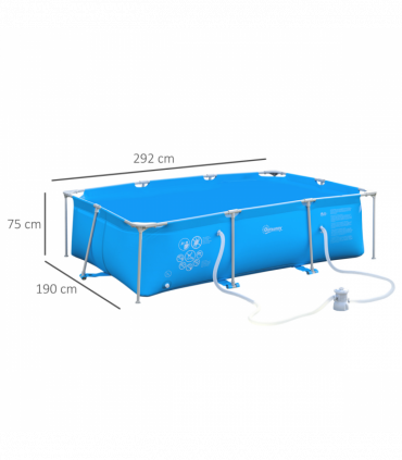 Steel Frame Pool & Filter Pump & Cartridge Rust Resistant 315 x 225 x 75cm Blue