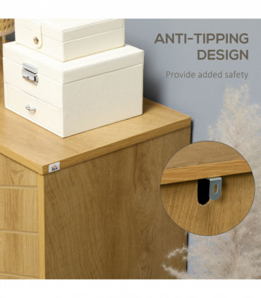 Storage Cabinet for Living Room Sideboard with Chevron Doors Natural