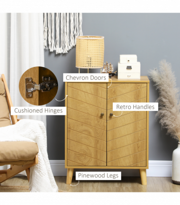 Storage Cabinet for Living Room Sideboard with Chevron Doors Natural