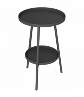 Stylish Black Two-Tier Side Table - Versatile Storage for Indoor & Outdoor