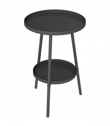 Stylish Black Two-Tier Side Table - Versatile Storage for Indoor & Outdoor