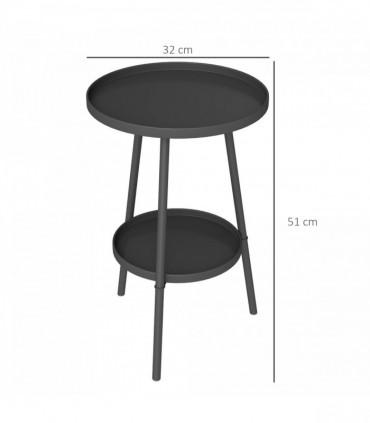 Stylish Black Two-Tier Side Table - Versatile Storage for Indoor & Outdoor