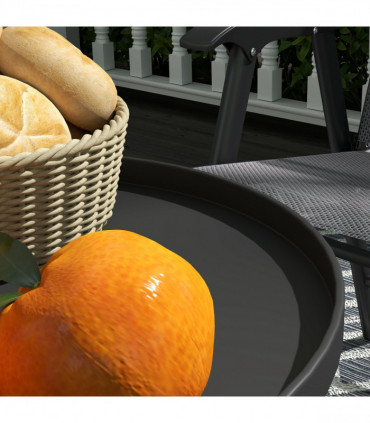 Stylish Black Two-Tier Side Table - Versatile Storage for Indoor & Outdoor