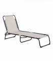 Sun Lounger Folding Chair Recliner & 4 Adjustable Backrest -  Cream & White