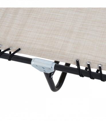 Sun Lounger Folding Chair Recliner & 4 Adjustable Backrest -  Cream & White