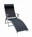 Sun Lounger Recliner Foldable 7 Levels Textilene Black Patio