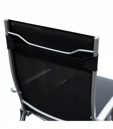 Sun Lounger Recliner Foldable 7 Levels Textilene Black Patio