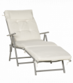 Sun Lounger Recliner Foldable Padded Seat Adjustable Texteline White