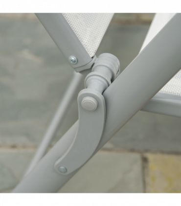 Sun Lounger Recliner Foldable Padded Seat Adjustable Texteline White