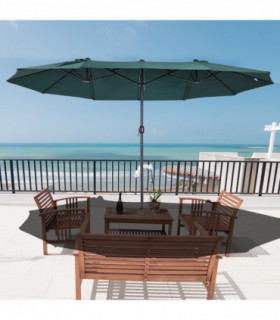 Sun Umbrella Canopy Double-sided Crank Sun Shade Shelter 4.6M Green