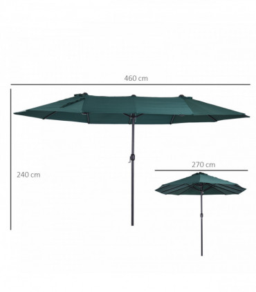Sun Umbrella Canopy Double-sided Crank Sun Shade Shelter 4.6M Green
