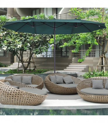 Sun Umbrella Canopy Double-sided Crank Sun Shade Shelter 4.6M Green