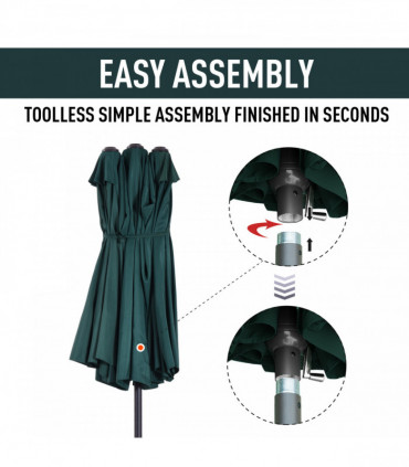 Sun Umbrella Canopy Double-sided Crank Sun Shade Shelter 4.6M Green