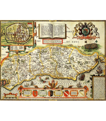 Sussex Historical Map 1000 Piece Jigsaw Puzzle (1610)