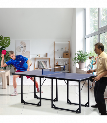 Tennis Table Ping Pong Foldable with Net Game Steel 183cm Indoor, Blue HOMCOM