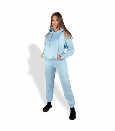 Wellworth Women's Loungewear hoodie & joggers two-piece set, Baby Blue M