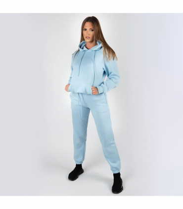Wellworth Women's Loungewear hoodie & joggers two-piece set, Baby Blue M