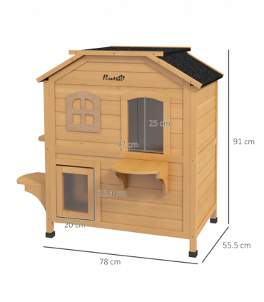 Wooden Cat House Cat Cave Pet Shelter Condos Outdoor Natural Wood Finish