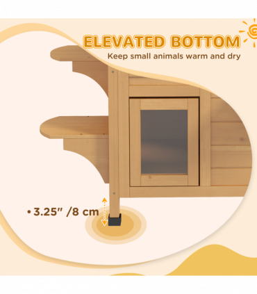 Wooden Cat House Cat Cave Pet Shelter Condos Outdoor Natural Wood Finish