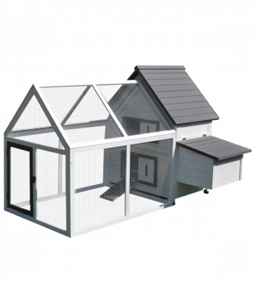 Wooden Chicken Coop Hen House Enclosure with Ramp Run Nesting Box Pawhut