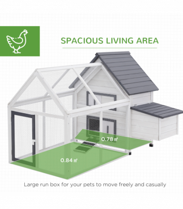 Wooden Chicken Coop Hen House Enclosure with Ramp Run Nesting Box Pawhut