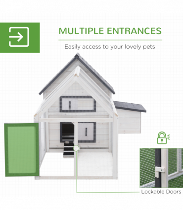 Wooden Chicken Coop Hen House Enclosure with Ramp Run Nesting Box Pawhut