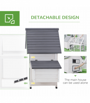 Wooden Chicken Coop Hen House Enclosure with Ramp Run Nesting Box Pawhut