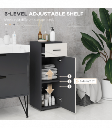 kleankin Bathroom Storage Cabinet, Slim Bathroom Cabinet with Soft Close Door